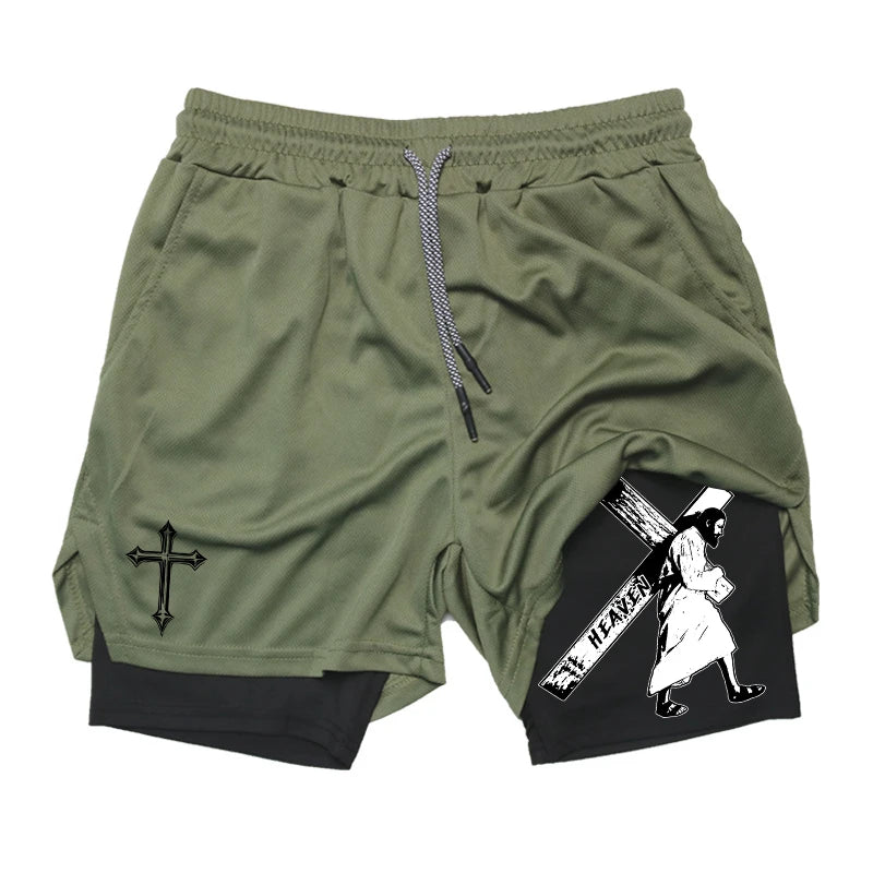 Angel Cross Graphic Workout Running Shorts for Men