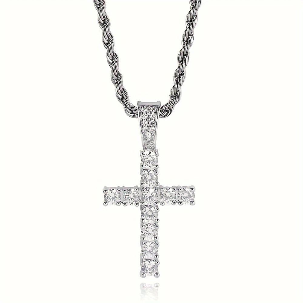 14K Gold Plated Hip Hop Cross Pendant Necklace