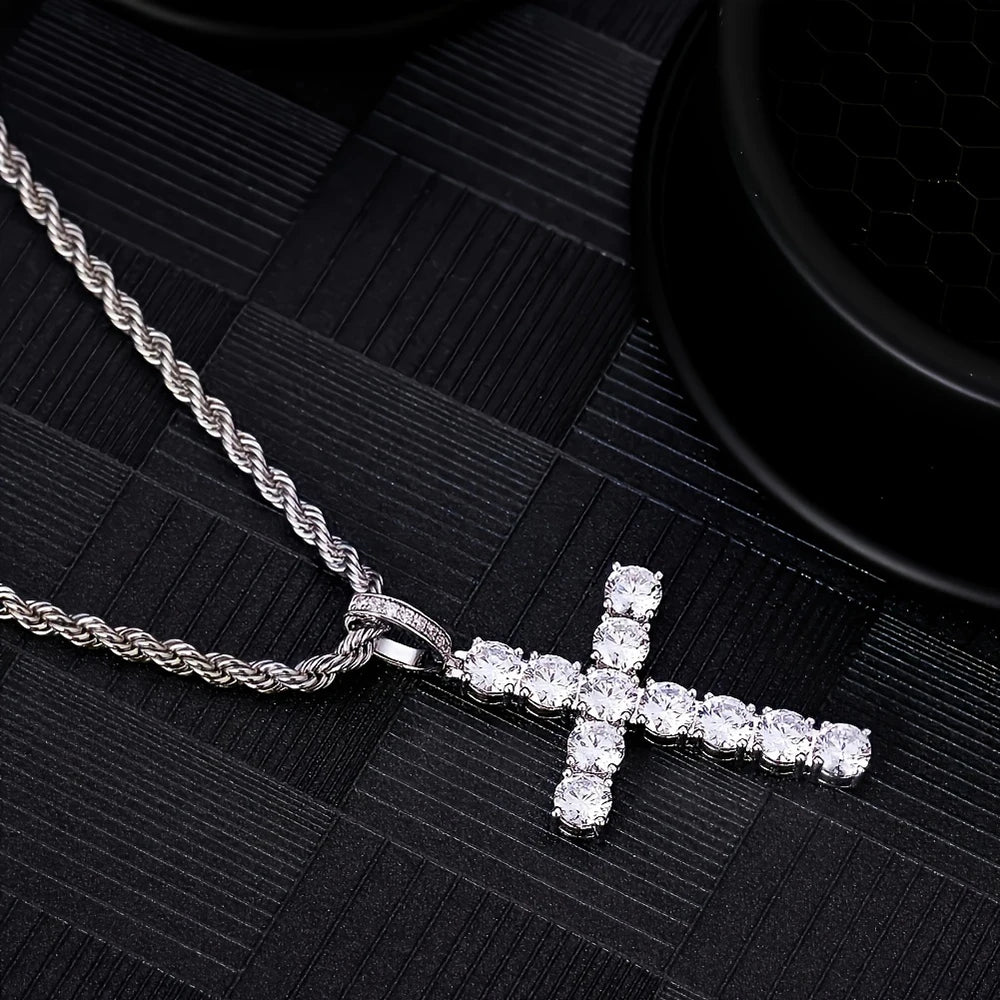 14K Gold Plated Hip Hop Cross Pendant Necklace