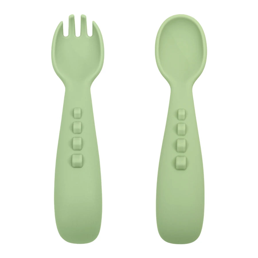 2PCS Silicone Baby Spoons, Fork