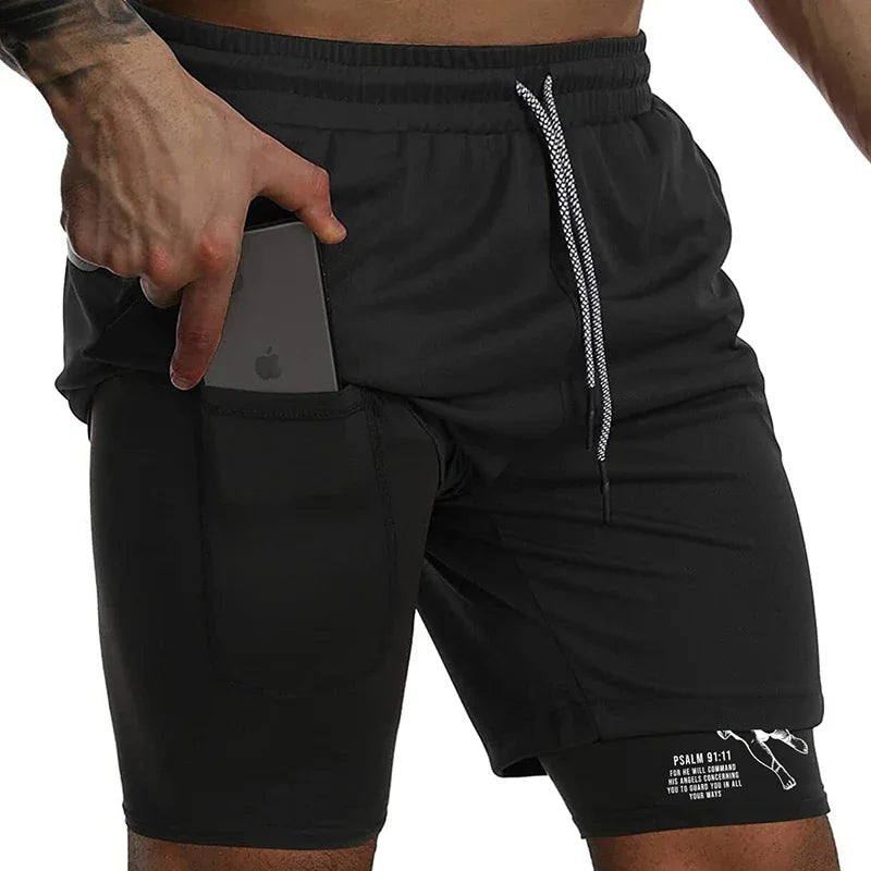 Angel Cross Graphic Workout Running Shorts for Men