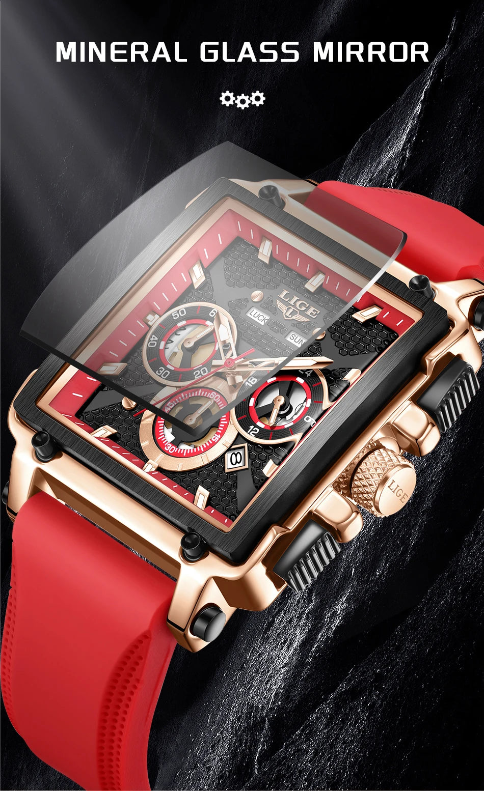 LIGE Square Man Watch