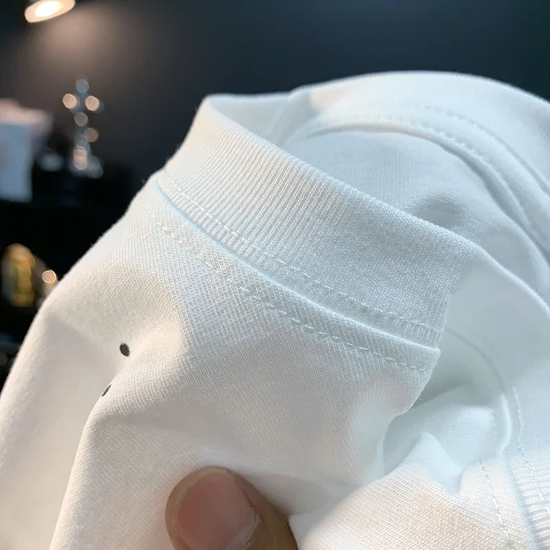 Ink embossed letter short sleeved T-shirt for men