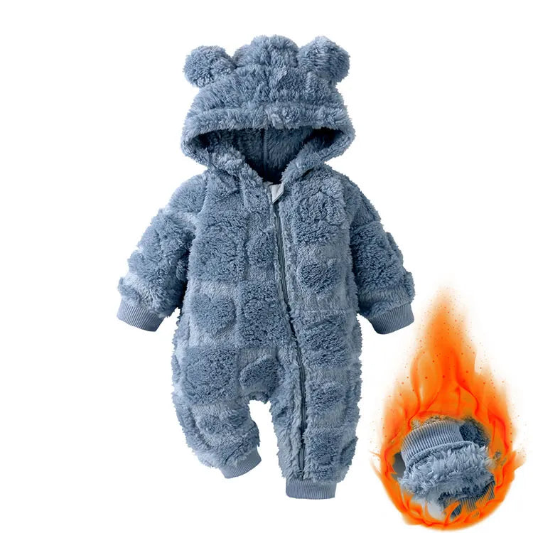 Baby Clothes Romper Long Sleeve Arctic Velvet Hooded