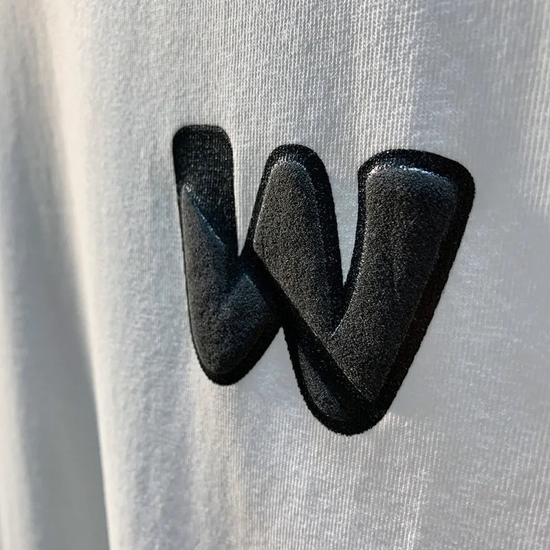Ink embossed letter short sleeved T-shirt for men