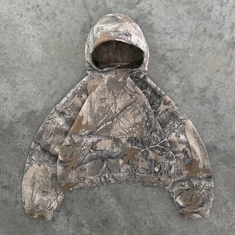 Y2K Retro zip up Hoodie Men Camouflage