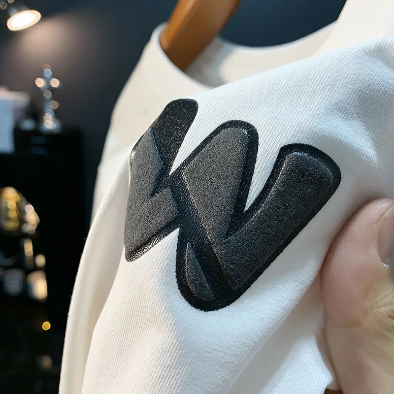 Ink embossed letter short sleeved T-shirt for men