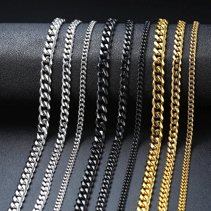 3/5/7/9/11MM Cuban Chain Necklaces for Men
