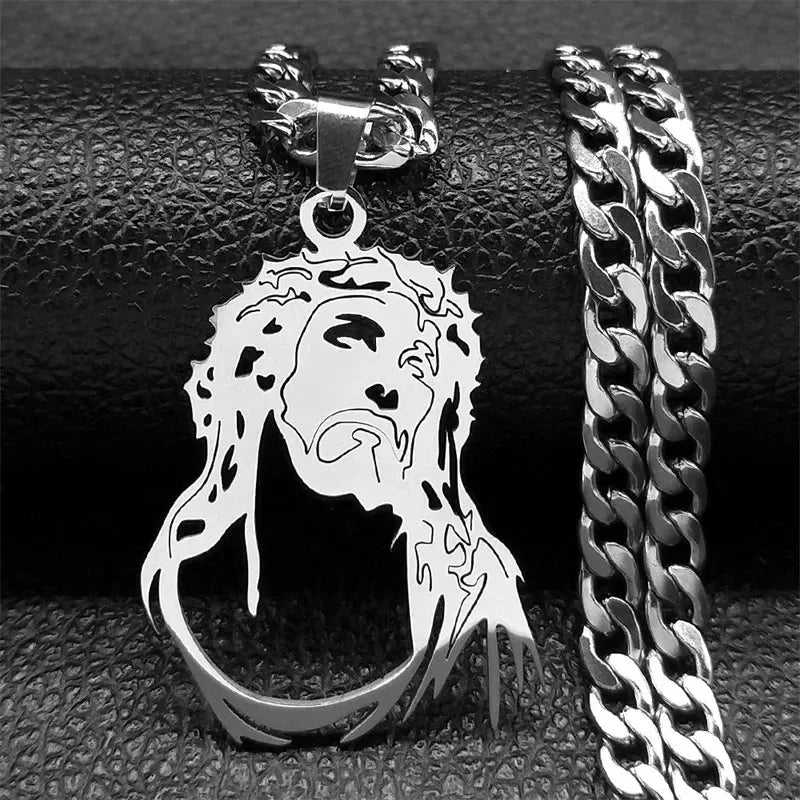 Hip Hop Punk Crown of Thorns Jesus Cross Necklace