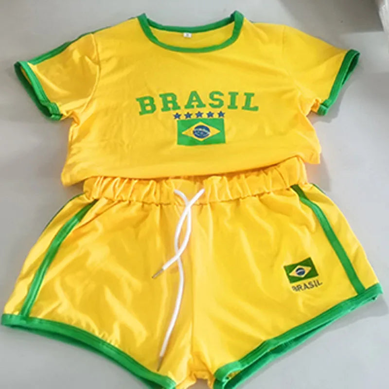 Brazil Letter Print 2 Piece Tracksuit Set
