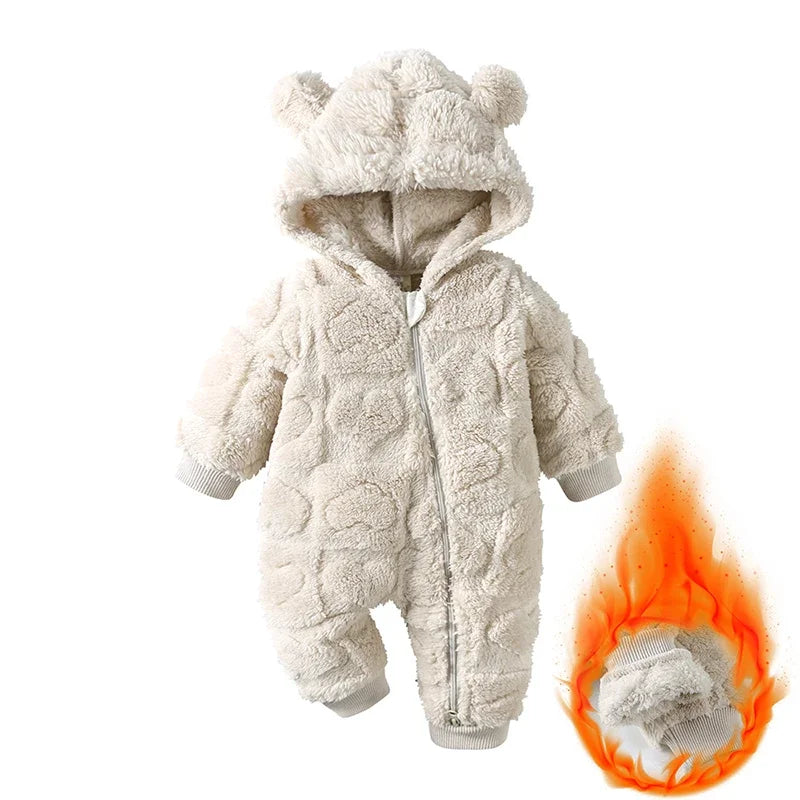 Baby Clothes Romper Long Sleeve Arctic Velvet Hooded