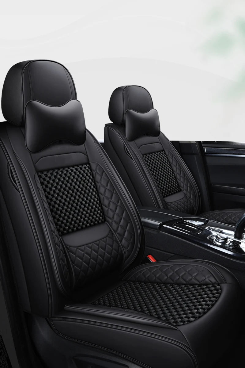 Luxury PU Leather & Ice Silk Car Seat Covers