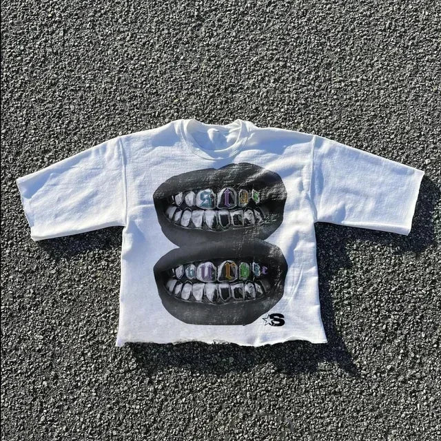 Streetwear American Retro T shirts Y2K Clothes Men Hip Hop Goddess Oversized Tshirt