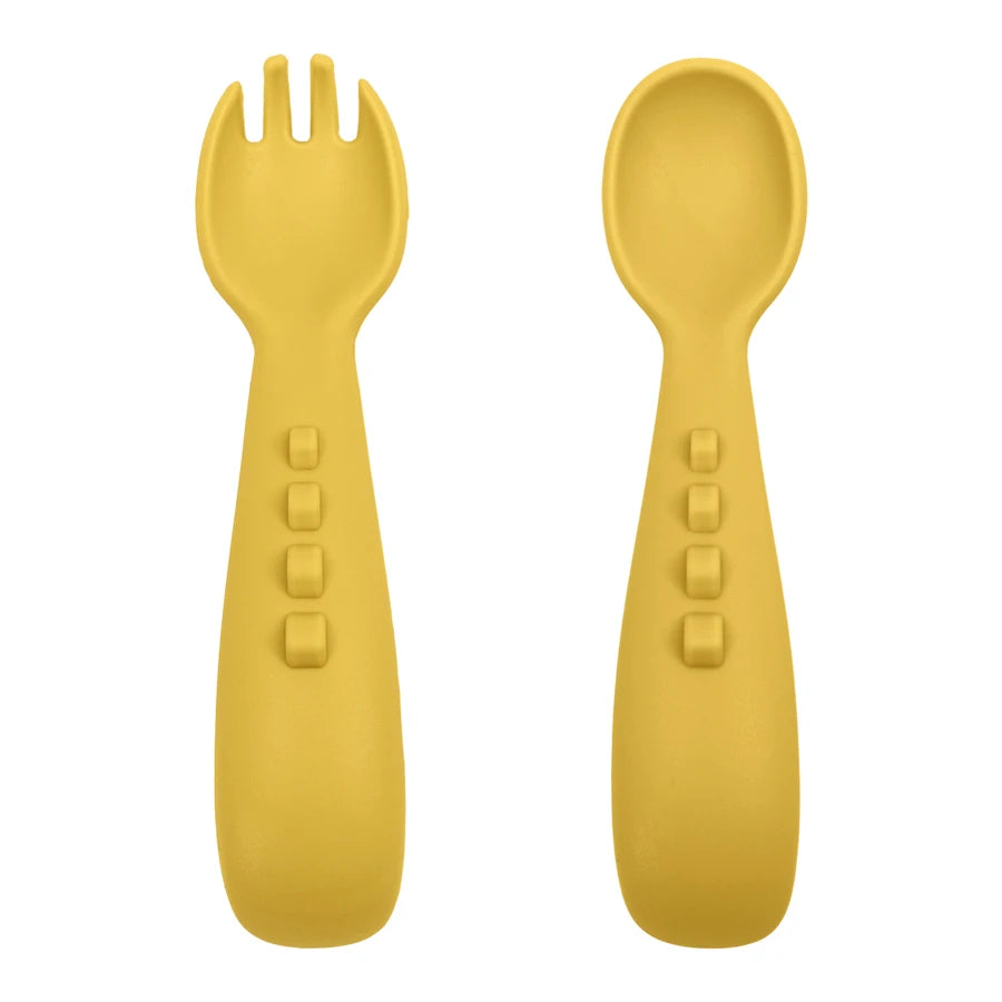 2PCS Silicone Baby Spoons, Fork