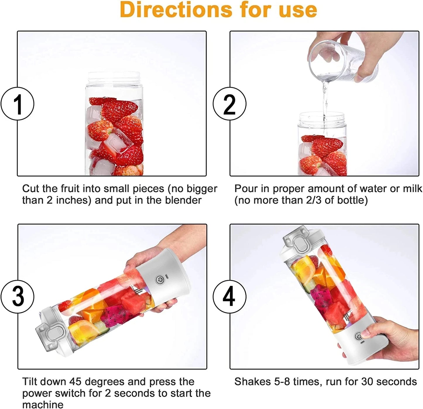 Portable Blender 600ML Electric Juicer Fruit Mixer