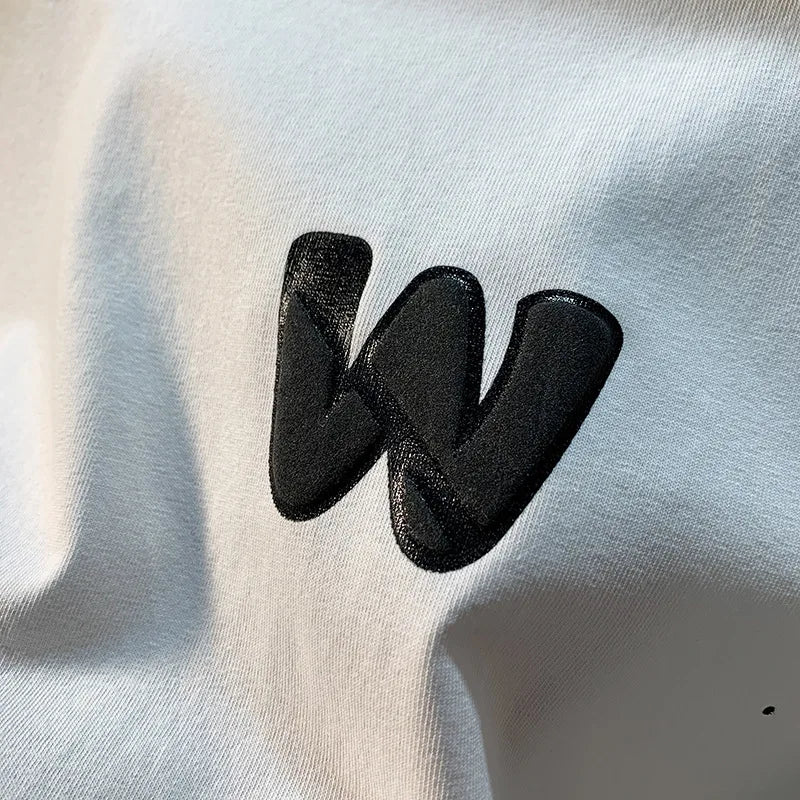 Ink embossed letter short sleeved T-shirt for men