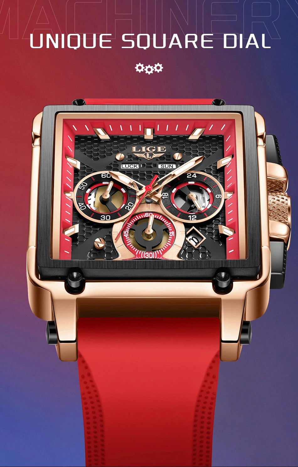 LIGE Square Man Watch