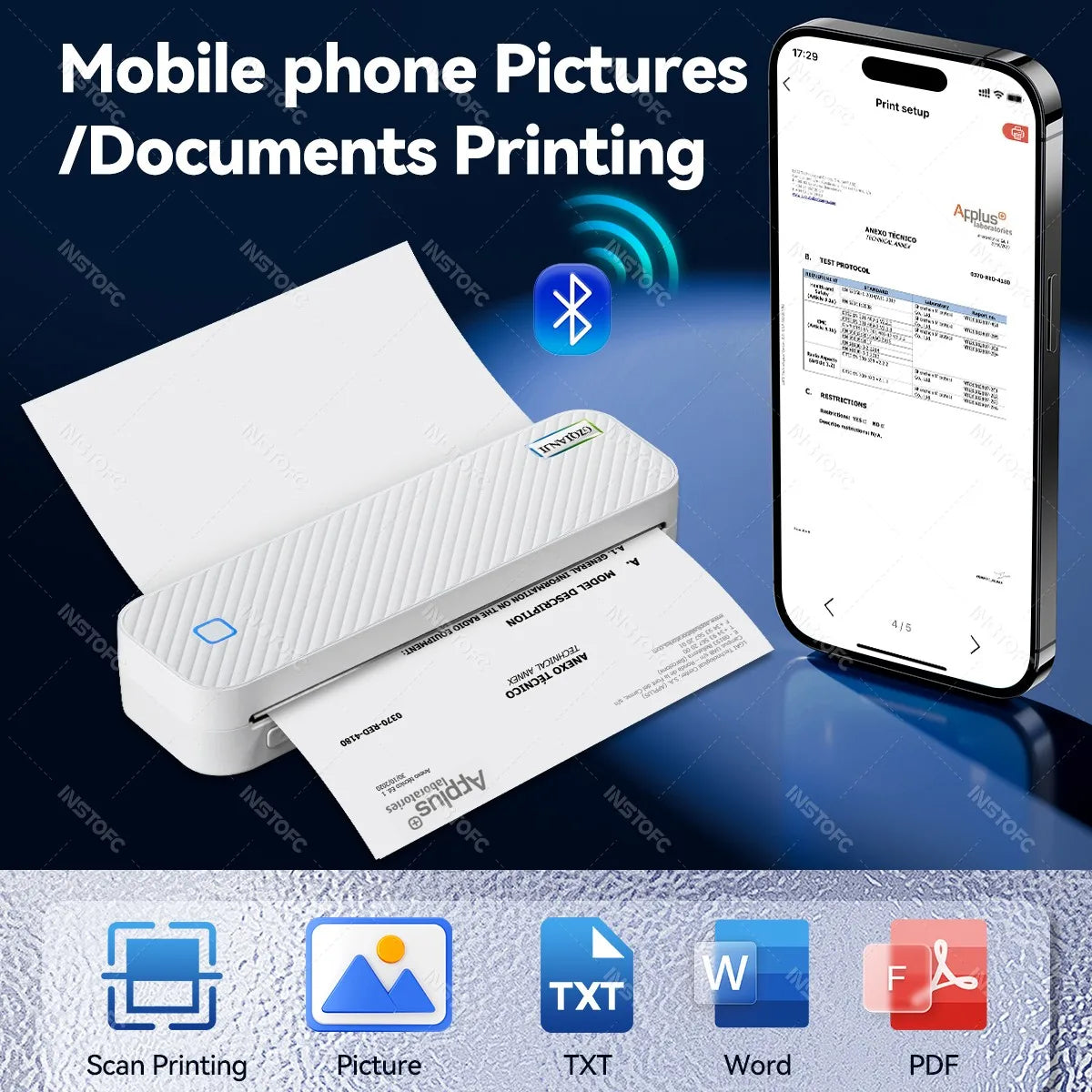 Portable A4 Thermal Printer Bluetooth Photos