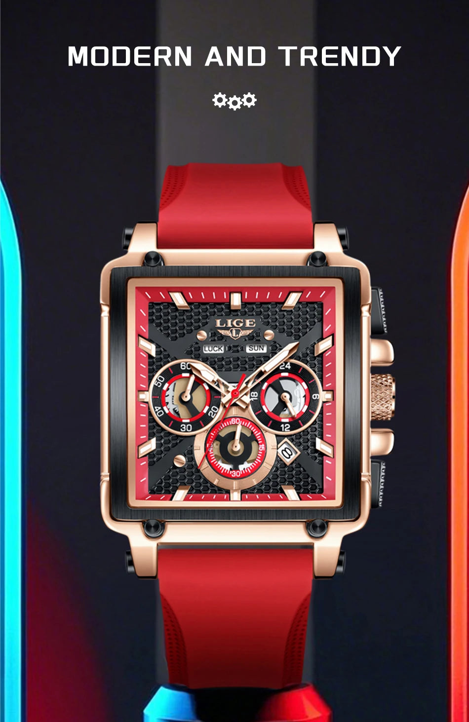 LIGE Square Man Watch
