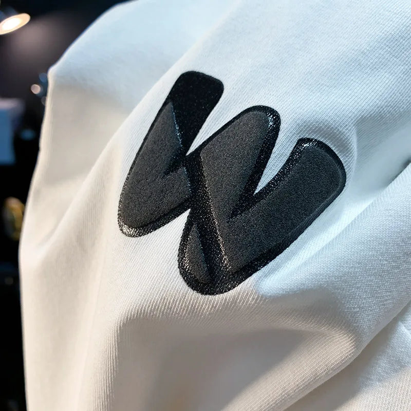 Ink embossed letter short sleeved T-shirt for men
