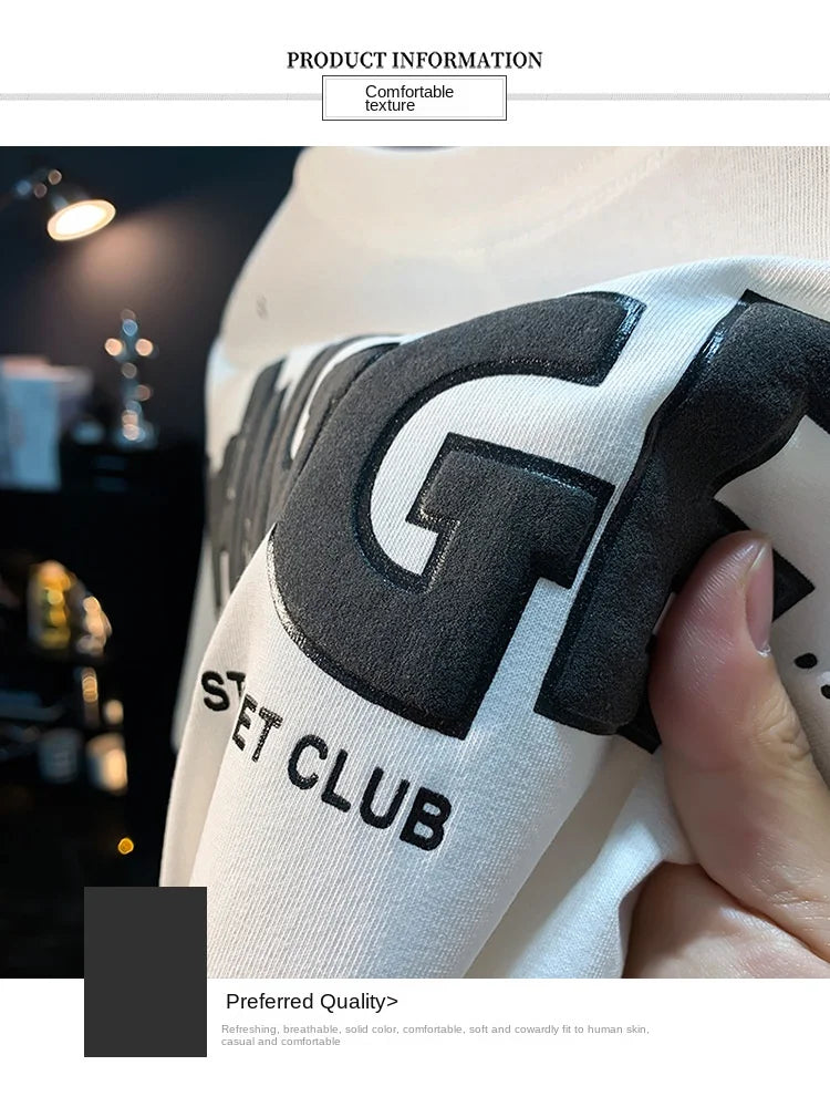 Ink embossed letter short sleeved T-shirt for men