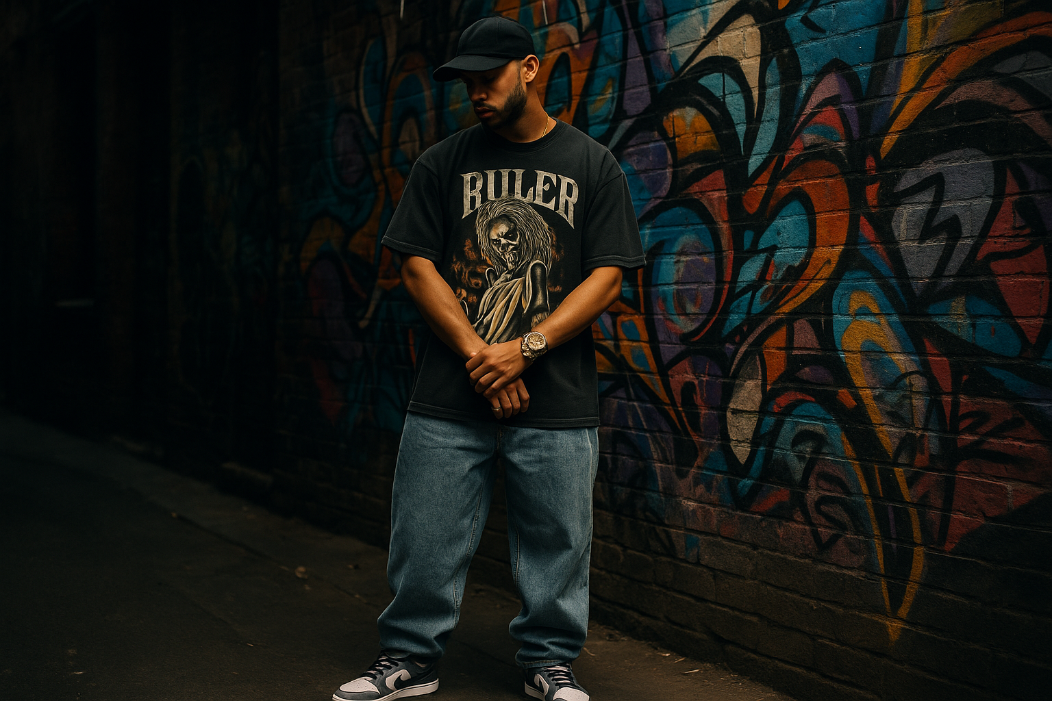 baggy jeans and different background