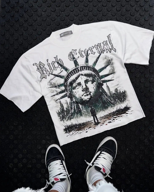 Streetwear American Retro T shirts Y2K Clothes Men Hip Hop Goddess Oversized Tshirt