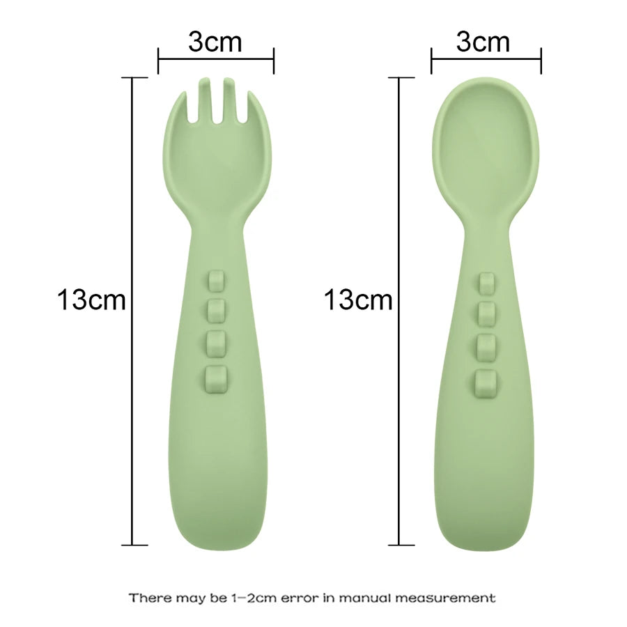 2PCS Silicone Baby Spoons, Fork