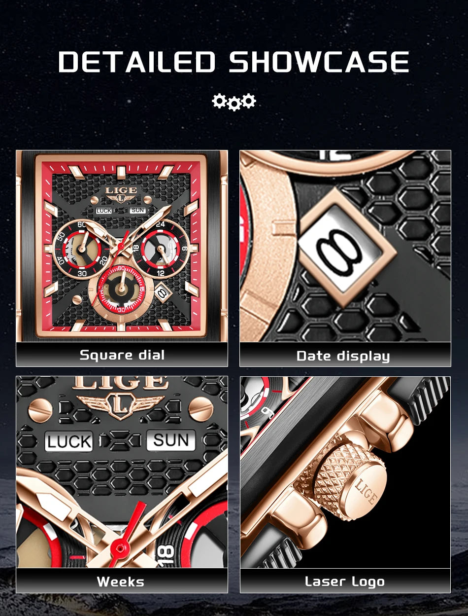 LIGE Square Man Watch