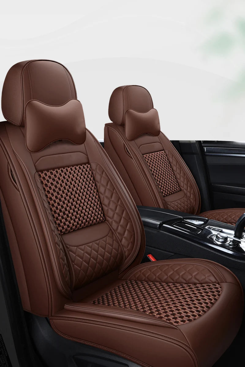 Luxury PU Leather & Ice Silk Car Seat Covers