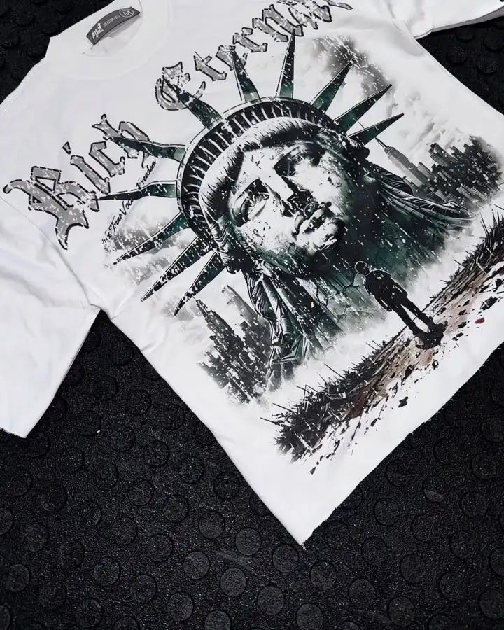 Streetwear American Retro T shirts Y2K Clothes Men Hip Hop Goddess Oversized Tshirt