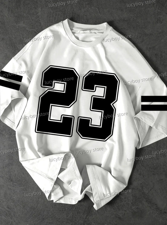 NO.23 Print  American Style T-Shirt