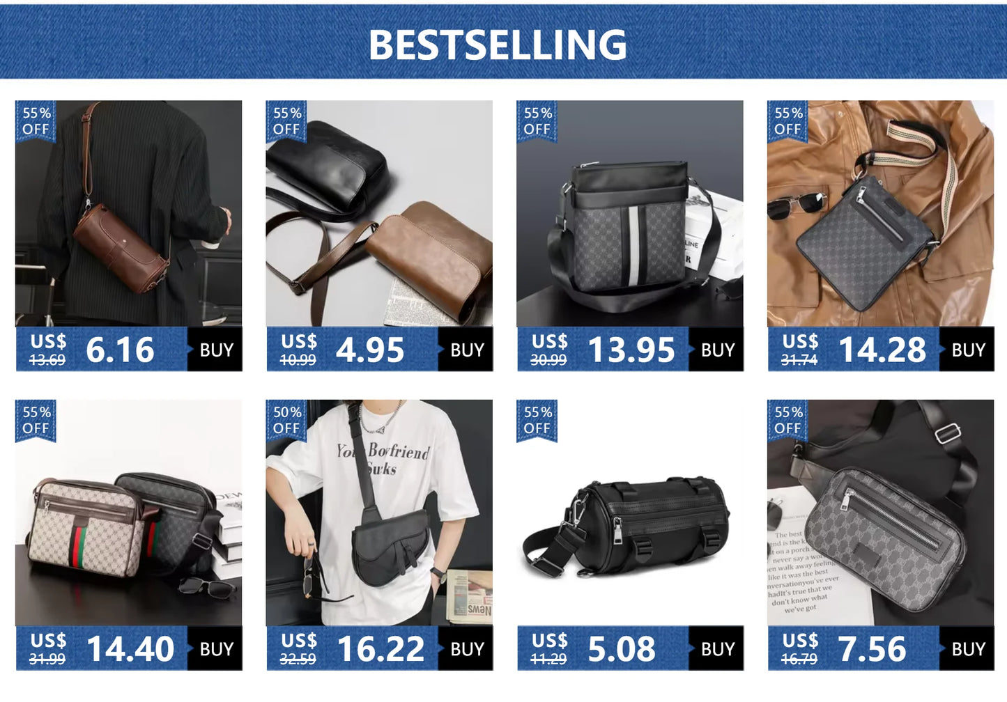 Casual Solid Crossbody Men's Bag