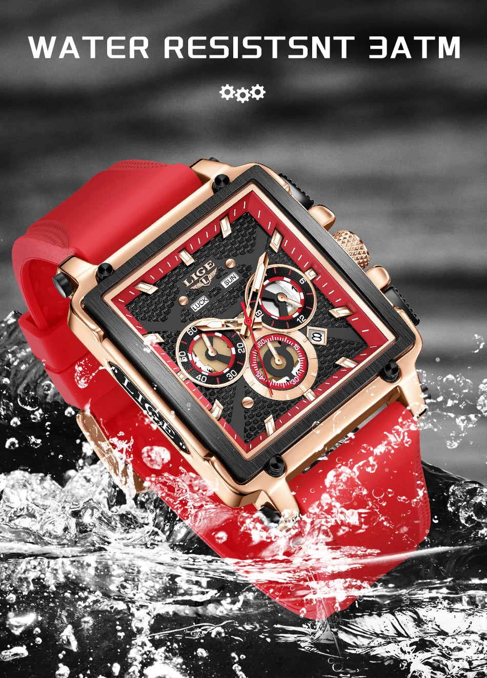 LIGE Square Man Watch