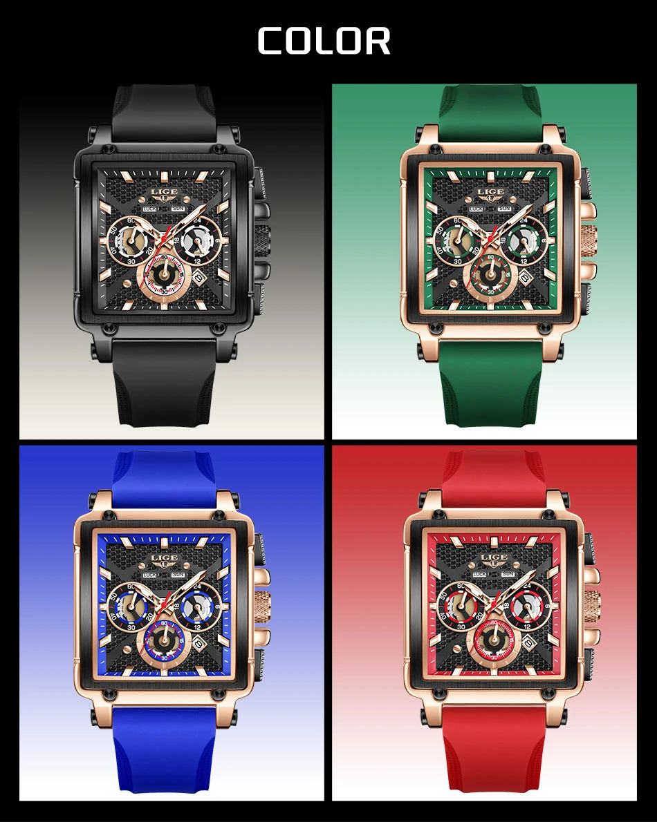 LIGE Square Man Watch