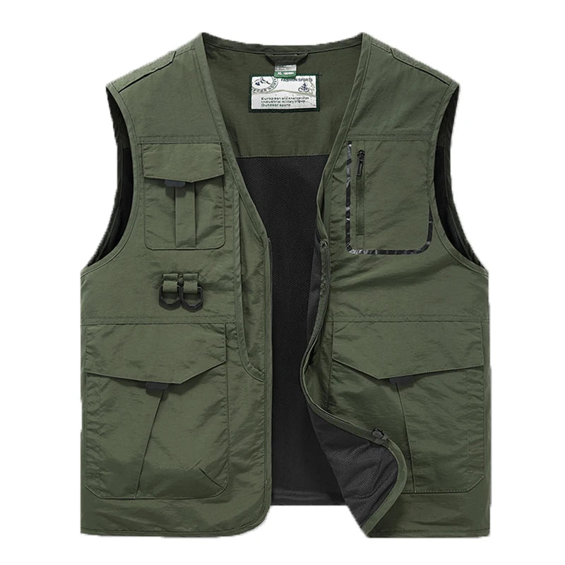 Sleeveless Many Pocket Stand Collar Vest Jackets Men