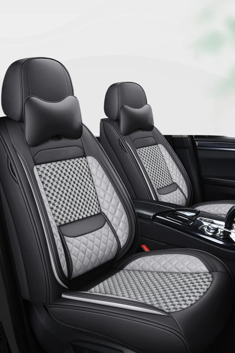 Luxury PU Leather & Ice Silk Car Seat Covers