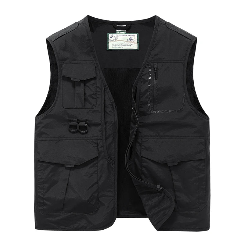 Sleeveless Many Pocket Stand Collar Vest Jackets Men