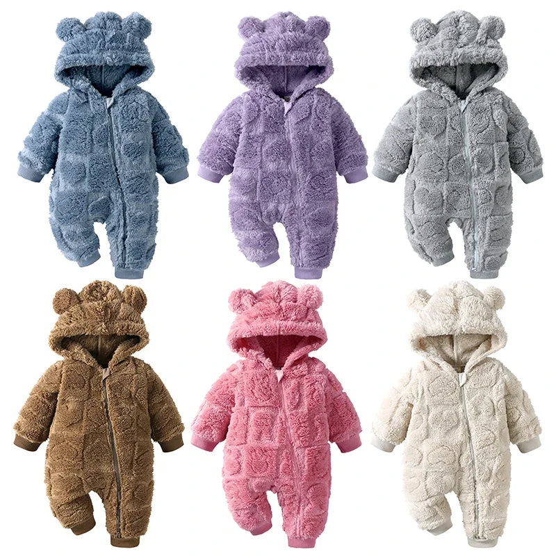 Baby Clothes Romper Long Sleeve Arctic Velvet Hooded