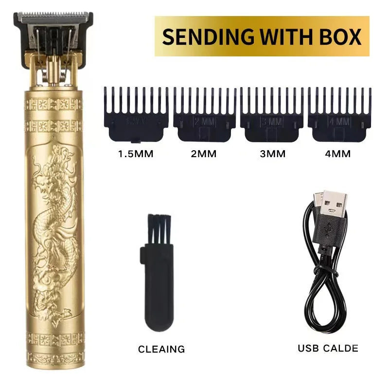 T9 Dragon Carved Hair Clipper – 0mm Precision