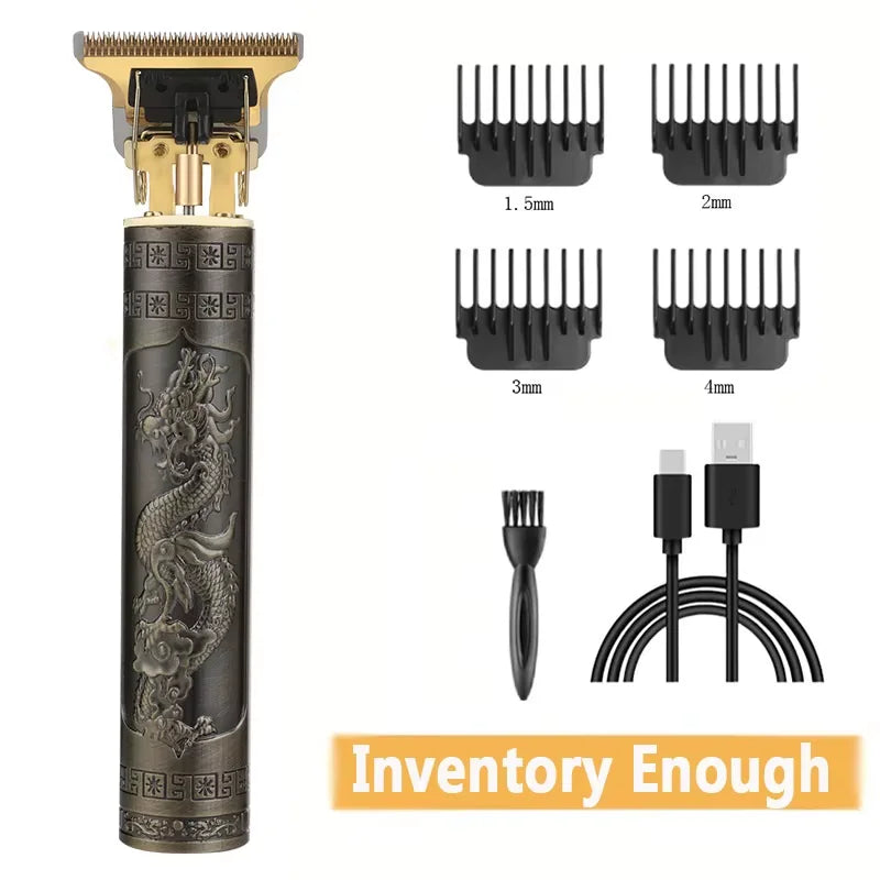T9 Dragon Carved Hair Clipper – 0mm Precision