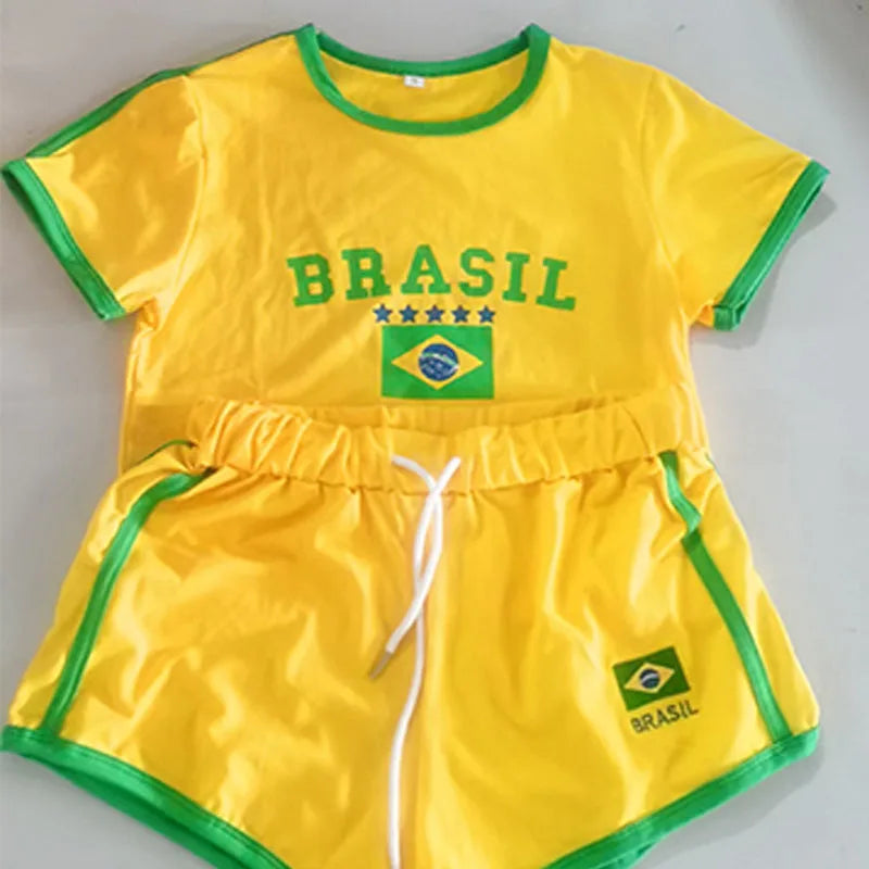 Brazil Letter Print 2 Piece Tracksuit Set
