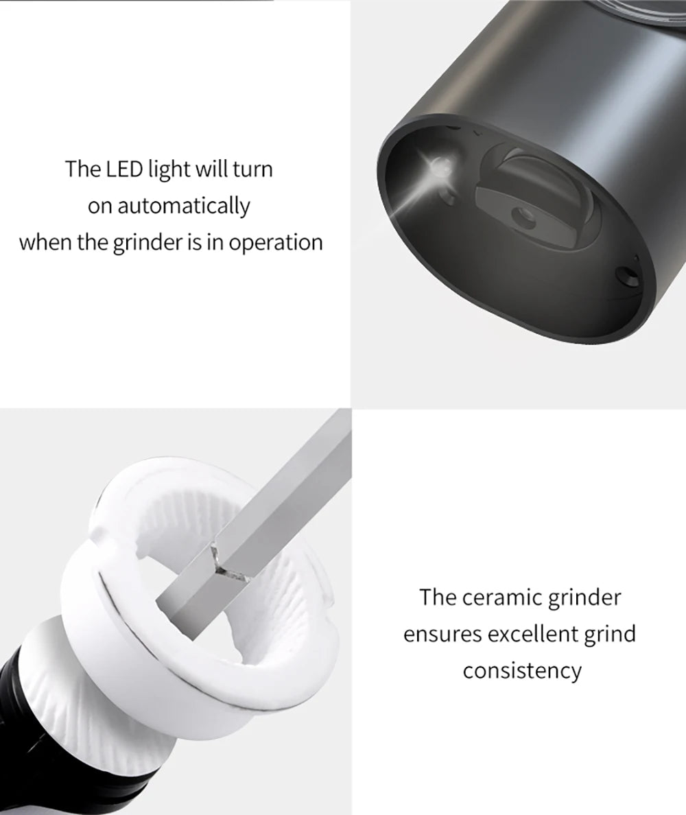 USB rechargeable electric pepper grinder