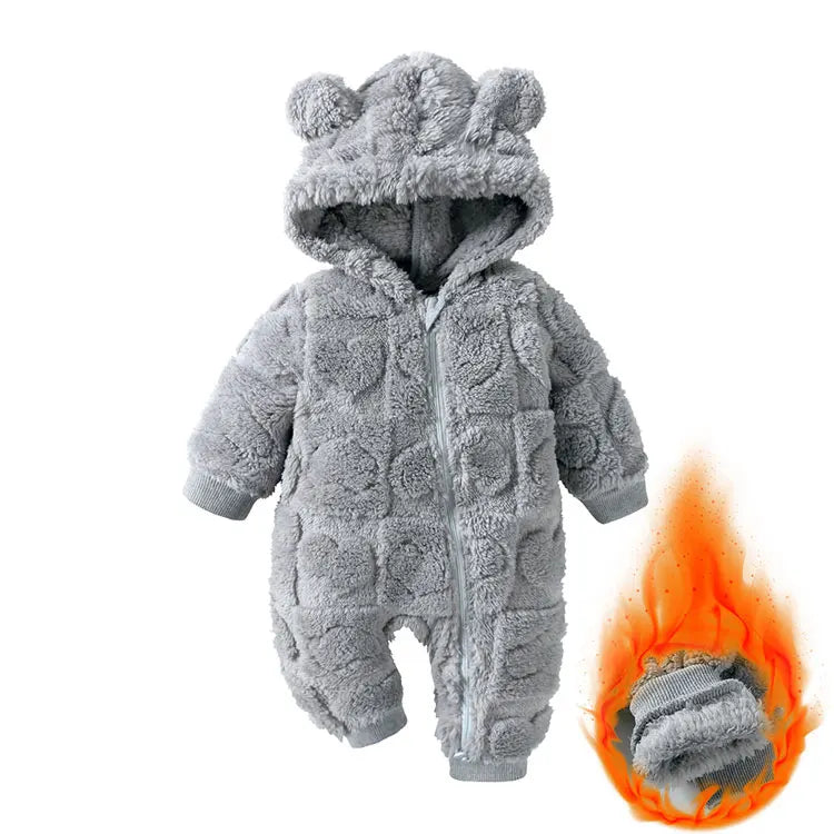 Baby Clothes Romper Long Sleeve Arctic Velvet Hooded