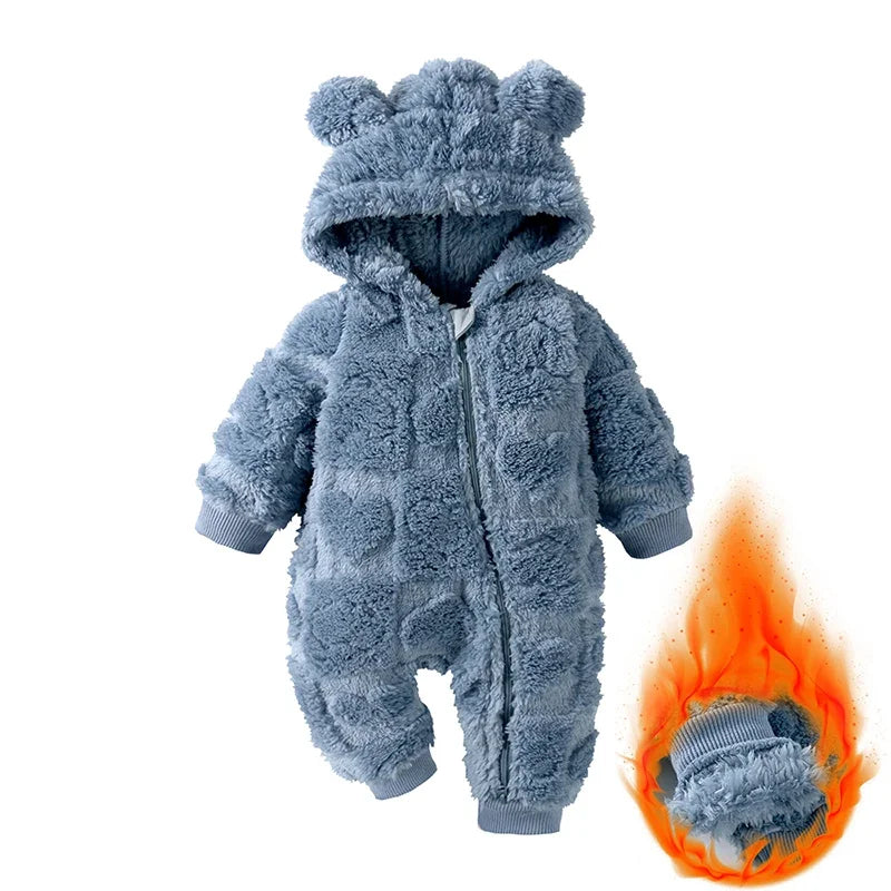 Baby Clothes Romper Long Sleeve Arctic Velvet Hooded
