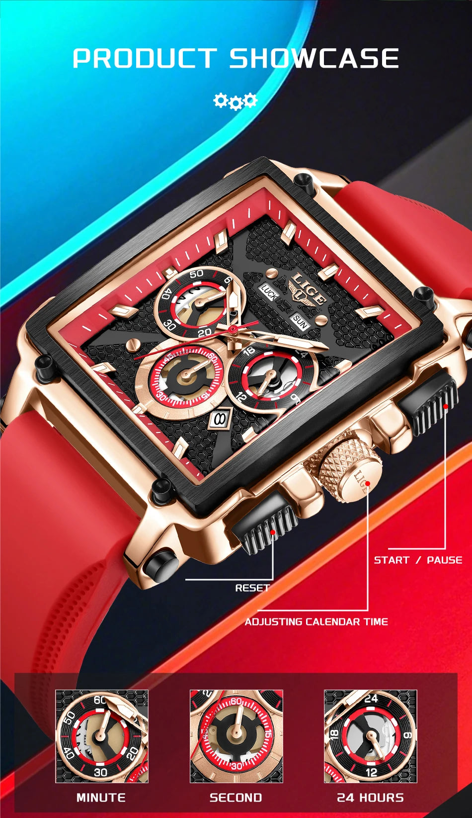 LIGE Square Man Watch