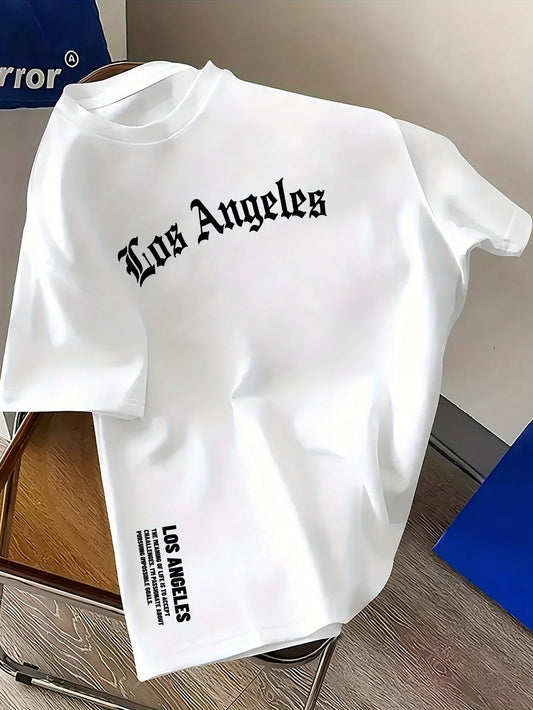 Los Angeles Letter Printed Loose Large Casual T-Shirt