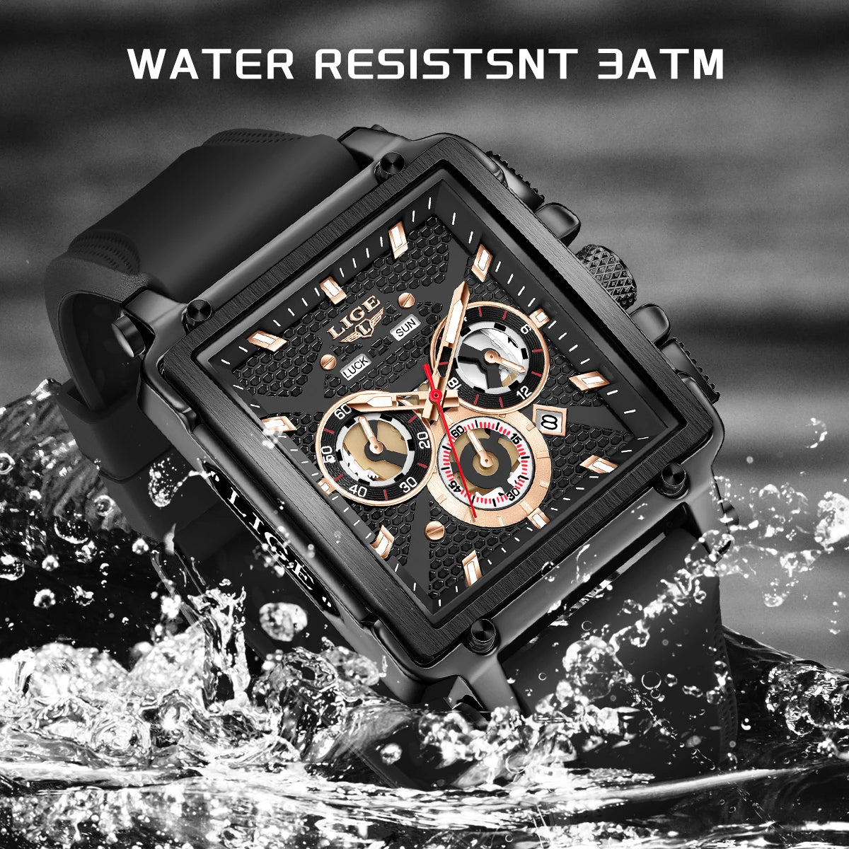 LIGE Square Man Watch
