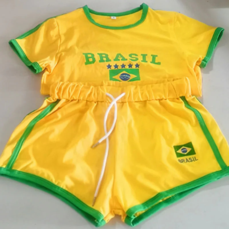 Brazil Letter Print 2 Piece Tracksuit Set