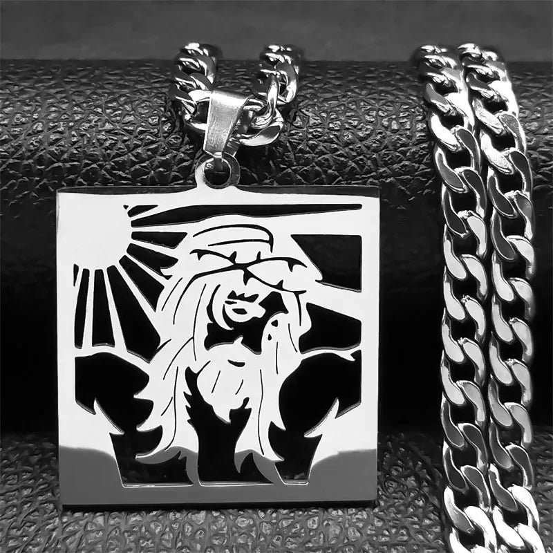 Hip Hop Punk Crown of Thorns Jesus Cross Necklace